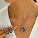 Geometric style personalized inlaid rhinestone earrings necklace set, niche and high-end, collarbone chain for women_ipsvogv.com