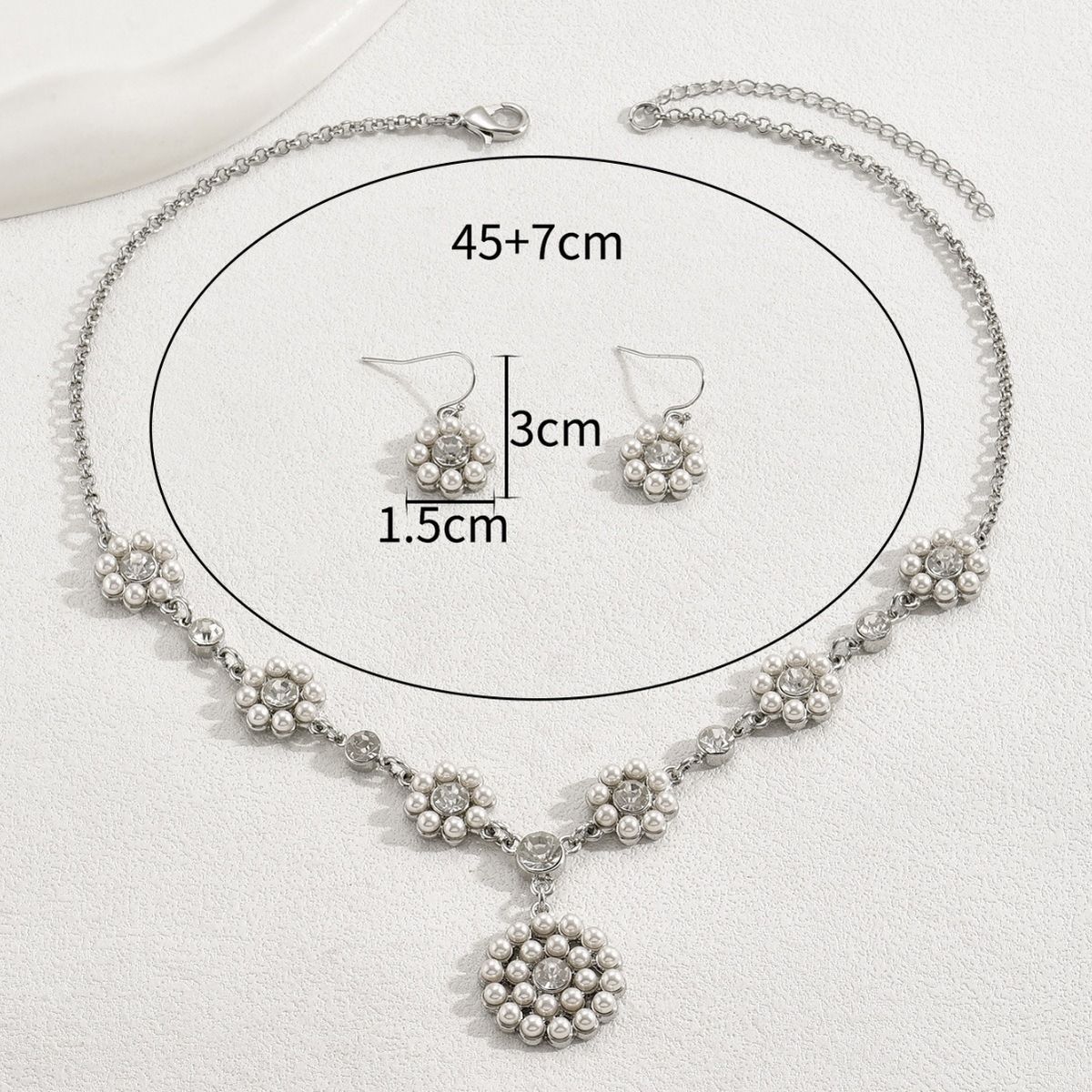 Wind earring set with zircon pearl flower earrings necklace_ipsvogv.com