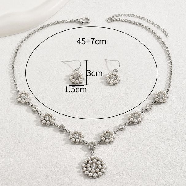 Wind earring set with zircon pearl flower earrings necklace_ipsvogv.com
