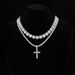 Ins Hip Hop Personalized Cross Heavy Industry Zirconia Street Trendy Cool Versatile Ice Sugar Chain Set_ipsvogv.com