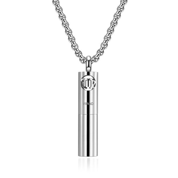 Cold neutral style twelve constellations perfume essential oil aromatherapy bottle titanium steel pendant trendy men and women necklace wear pendant_ipsvogv.com