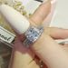 Diamond Studded Fashion Luxury High End Design Engagement Wedding Couple Combination Square Diamond Ring_ipsvogv.com
