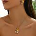Geometric style women's inlaid long necklace jewelry set irregular earrings niche collarbone chain_ipsvogv.com