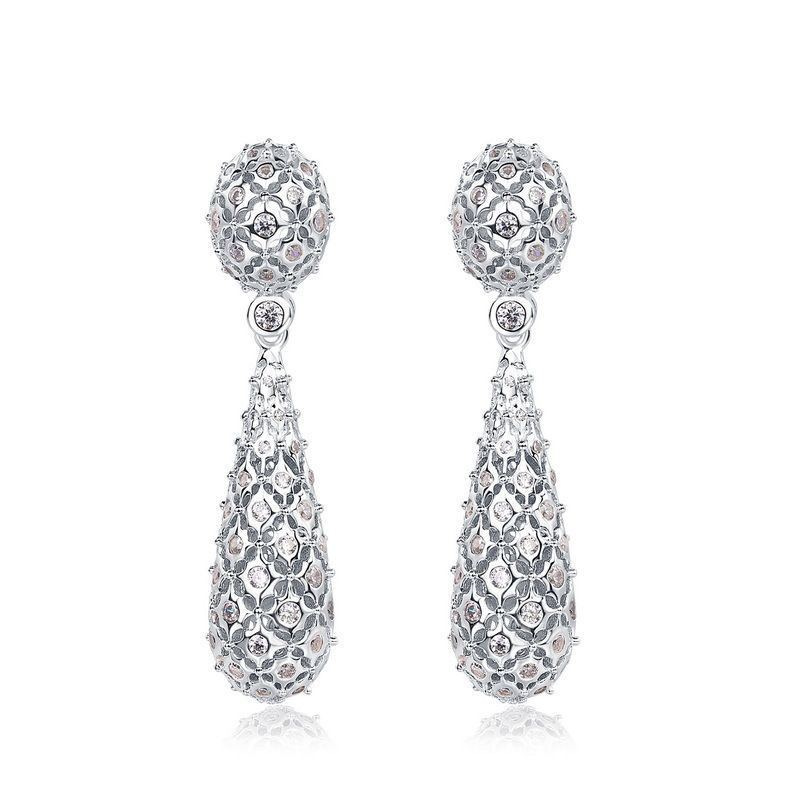 Hollow Shining Zircon Earrings For Women S925 Silver Full Of Colored Gemstones Water Drop Earrings Fashion All Match_ipsvogv.com
