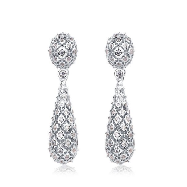 Hollow Shining Zircon Earrings For Women S925 Silver Full Of Colored Gemstones Water Drop Earrings Fashion All Match_ipsvogv.com