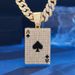 Hip Hop Exaggerated Rap Playing Card Ace Of Spades Alloy Inlaid Diamond Necklace Pendant_ipsvogv.com