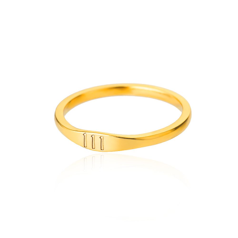 1 Piece Simple Style Number Stainless Steel Inlaid Gold Rings_ipsvogv.com