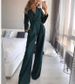 Women's long skirt jumpsuit slanted placket mid-waist temperament commuting jumpsuit_ipsvogv.com