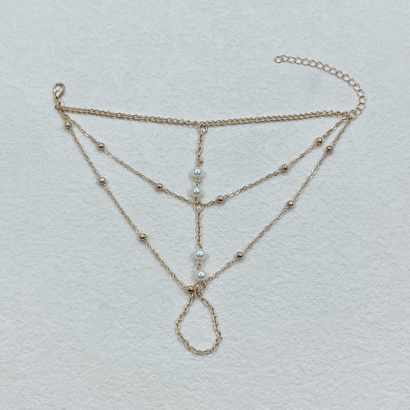 Trendy Pearl Multi Layer Finger Chain Female Ins Internet Celebrity Cute Metal Bracelet Jewelry_ipsvogv.com