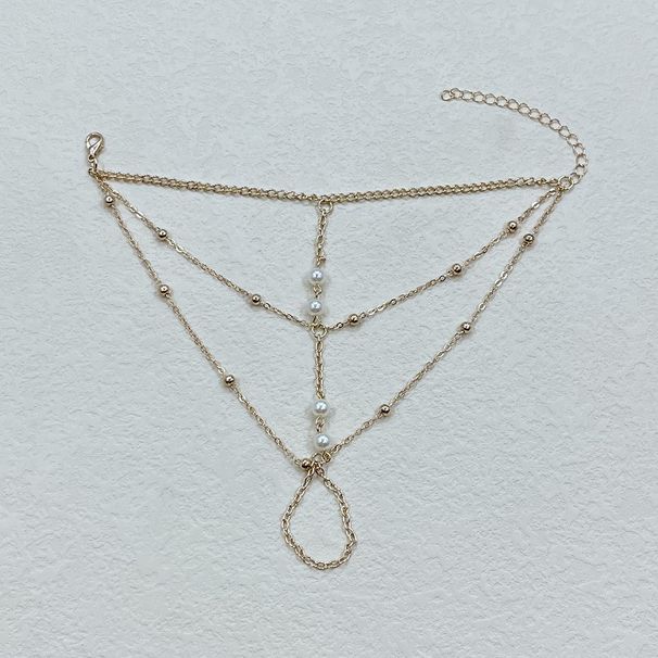 Trendy Pearl Multi Layer Finger Chain Female Ins Internet Celebrity Cute Metal Bracelet Jewelry_ipsvogv.com