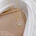 【 】 Green Leaf Five Petal Flower Light Luxury Charm Gorgeous Full Diamond Necklace Women's Versatile Clavicle Chain_ipsvogv.com
