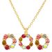 Colored diamond jewelry set for women Fashionable personality temperament hollow round pendant necklace earrings bracelet_ipsvogv.com