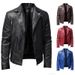 Men's PU Leather Jacket Men's Stand Collar Punk Motorcycle Leather Jacket_ipsvogv.com