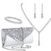 Bridal jewelry four piece set, stylish and simple tassel rhinestone evening bag, full diamond necklace, earrings and bracelet_ipsvogv.com