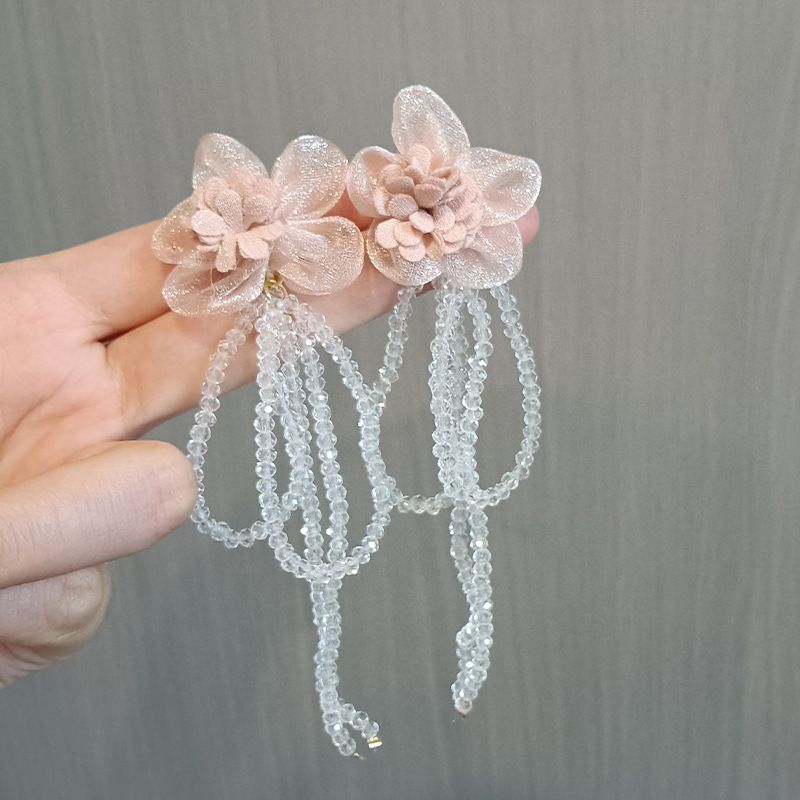 Women’s Jewelry Set Fashion Sweet Flower Mesh Earrings Niche Design Temperament Holiday Style Super Fairy Earrings Personality Exaggerated Earrings_ipsvogv.com