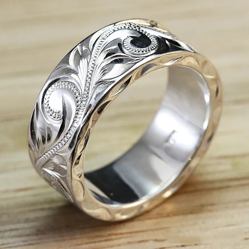 Cao Shi's New Simple Relief Vine Women's Fashion Ring Hand Jewelry_ipsvogv.com