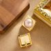 French Exquisite Fashion Small Fragrance Style Geometric Square Inlaid Pearl For Women With A Sense Of And Light Luxury_ipsvogv.com
