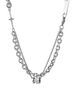 Niche design, high grade women's cool titanium steel necklace, men's trendy stacking diamond studded double layer slim waist couple's luck pendant_ipsvogv.com