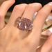 Pink Sparkling Square Diamond Zircon With Female Niche Design, Finger Ring, Light Luxury, Exquisite, High End, Multi_ipsvogv.com