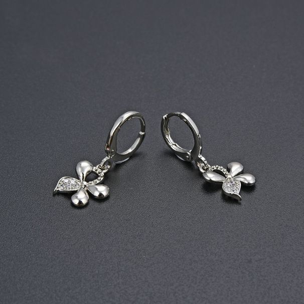 Unisex Diamond Zircon CZ Flower Earrings Earrings Female Earrings Sweet Romantic Ear Buckle Temperament Design_ipsvogv.com