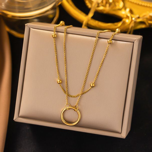 New Circle Double Layered Necklace For Women's Instagram Cool Style Pendant, Light Luxury Niche Accessories, Internet_ipsvogv.com