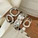 European And American Jewelry Hip-hop Irregular Alloy Open Personalized Dia Inlaid Pearl O-shaped Bracelet Set_ipsvogv.com
