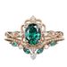 Sanjie Emerald Alloy Inlaid With Green Zircon Rose Gold Pair Ring_ipsvogv.com