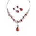 Fashionable popular new red personality geometric water drop necklace earrings red dinner bag set_ipsvogv.com