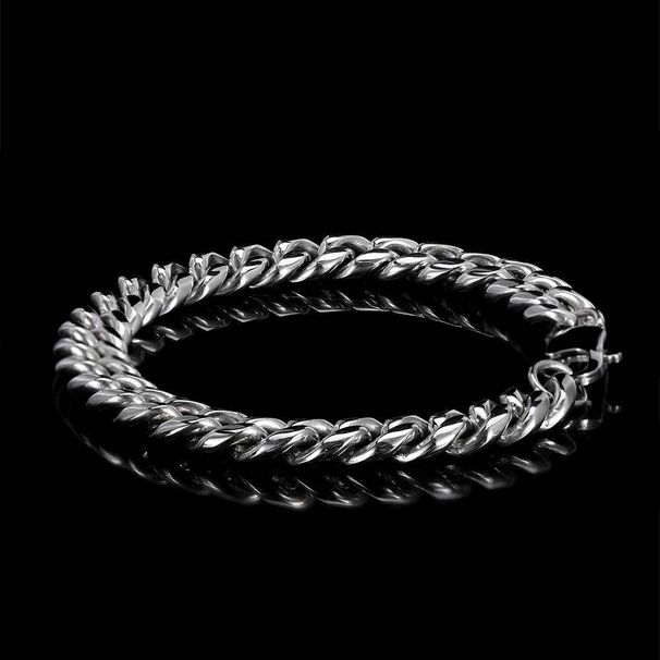 Men's Jewelry Buckle Stainless Steel Round Grinding Encryption Cuban Bracelet Hip Hop Men's Titanium Steel K Gold Bracelet_ipsvogv.com