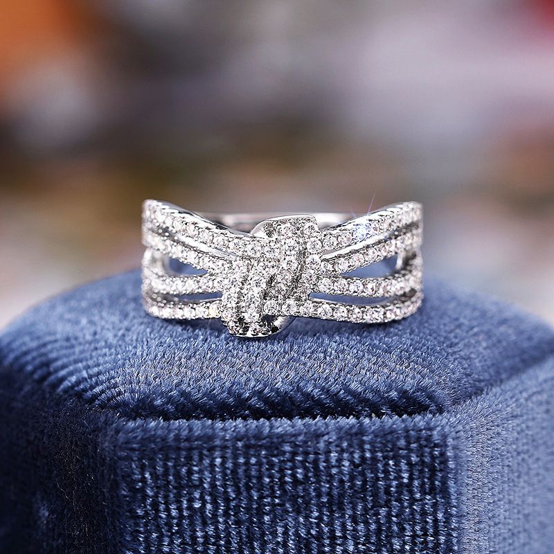 Cao Shi, Ou Han, Sweet Zircon Inlaid Multi Layer Fashionable, Exquisite, Elegant Single Ring, Bow Jewelry_ipsvogv.com