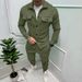 Men's clothing button suede casual jacket pants 2-piece set_ipsvogv.com