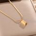Internet Celebrity Live Streaming Titanium Steel Necklace Feminine Temperament, Gold Brick Three-dimensional Square_ipsvogv.com