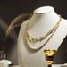 Trendy diamond studded geometric gold double layer color preserving snake bone chain Copper plated real gold K necklace for women_ipsvogv.com