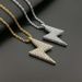 New Hip-Hop Stainless Jewelry Titanium Steel Vacuum Gold-Plated Full Diamond Lightning Couple Pendant Necklace_ipsvogv.com