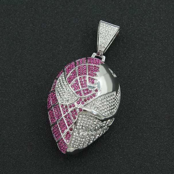 Hip hop exaggerated full diamond three-dimensional mask pendant Cuban necklace trendy and domineering collarbone neck_ipsvogv.com