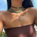 3-piece Set Of Cactus Turquoise Velvet Rope Necklace Set,Retro Niche Design Handmade Jewelry Trend_ipsvogv.com