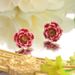 New Chinese Style National Tide Enamel Peach Blossom Earrings Super Fairy Retro Forest Earrings French Exaggerated Layered Vintage Earrings_ipsvogv.com