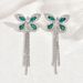 Unisex Light Luxury Claw Chain Full Diamond Butterfly Tassel Earrings Temperament Versatile Female Earrings_ipsvogv.com
