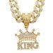 Hip Hop Letter KING Necklace For Men, Street Cuban Chain Decoration, Personalized Alloy Full Diamond Crown Pendant_ipsvogv.com