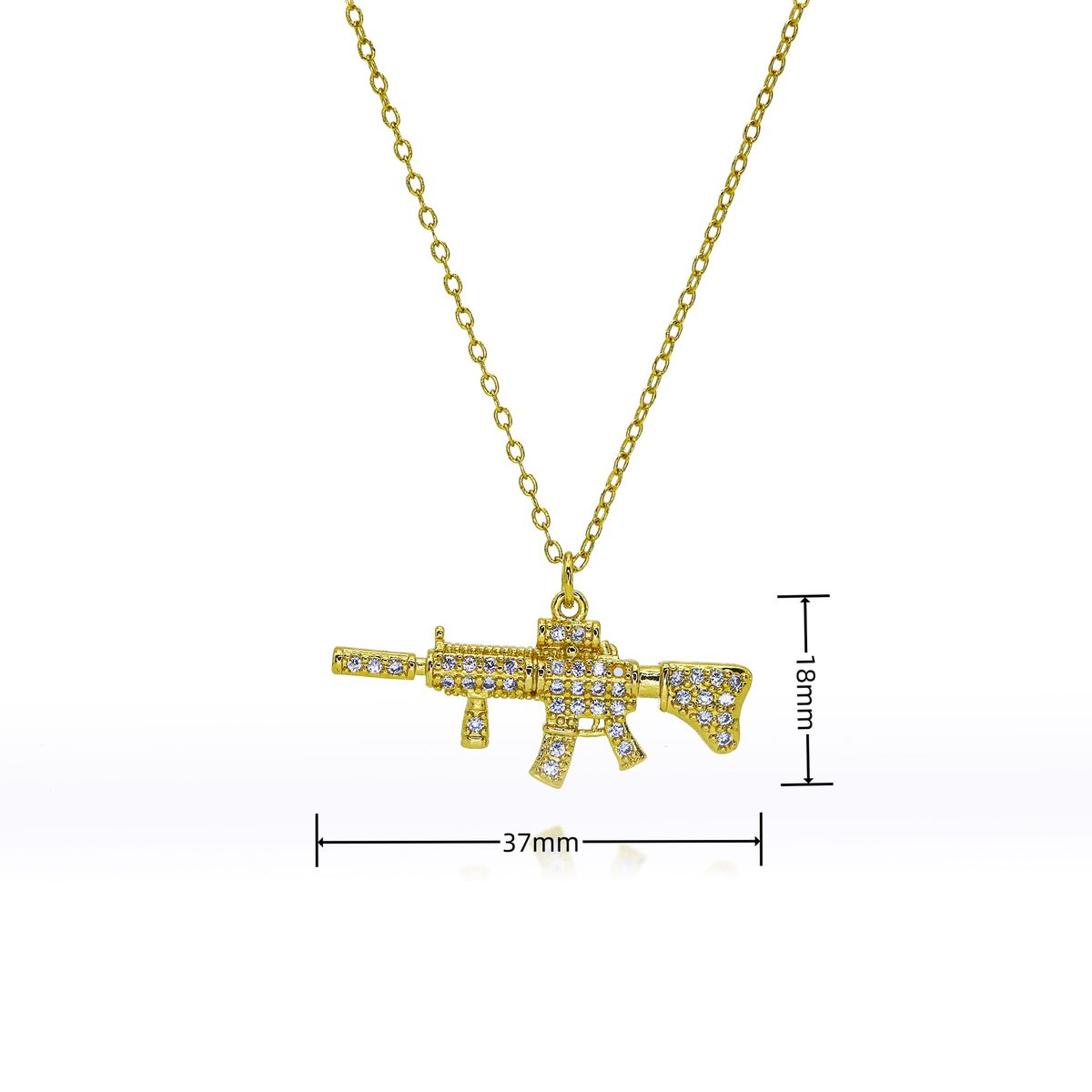 Hot Selling Punk Hip Hop Full Diamond Machine Gun Necklace Personality Creative Submachine Gun Pendant Necklace_ipsvogv.com