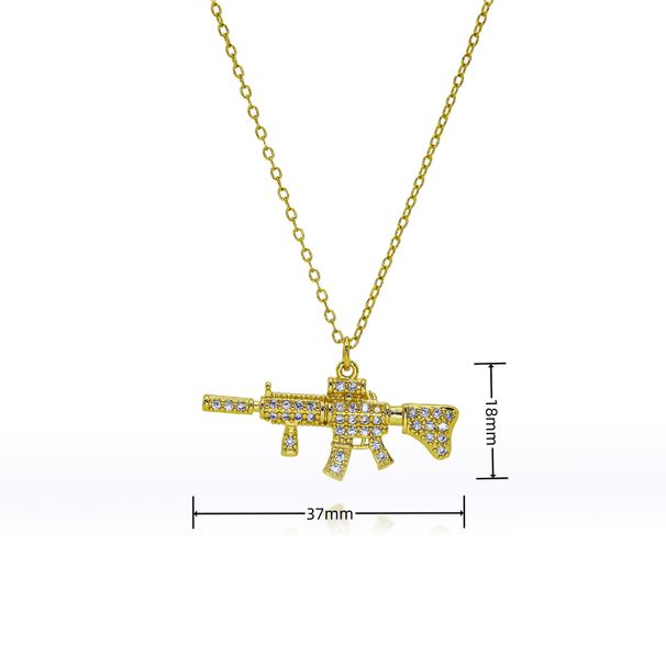 Hot Selling Punk Hip Hop Full Diamond Machine Gun Necklace Personality Creative Submachine Gun Pendant Necklace_ipsvogv.com