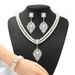 Hot Selling Leaf Pearl Necklace Earrings Bracelet Women Three-Piece Set Suitable For Wedding Evening Party_ipsvogv.com