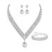 Light luxury water drop pendant zircon necklace earrings rhinestone 4 piece set evening bag bride wedding dress accessories_ipsvogv.com