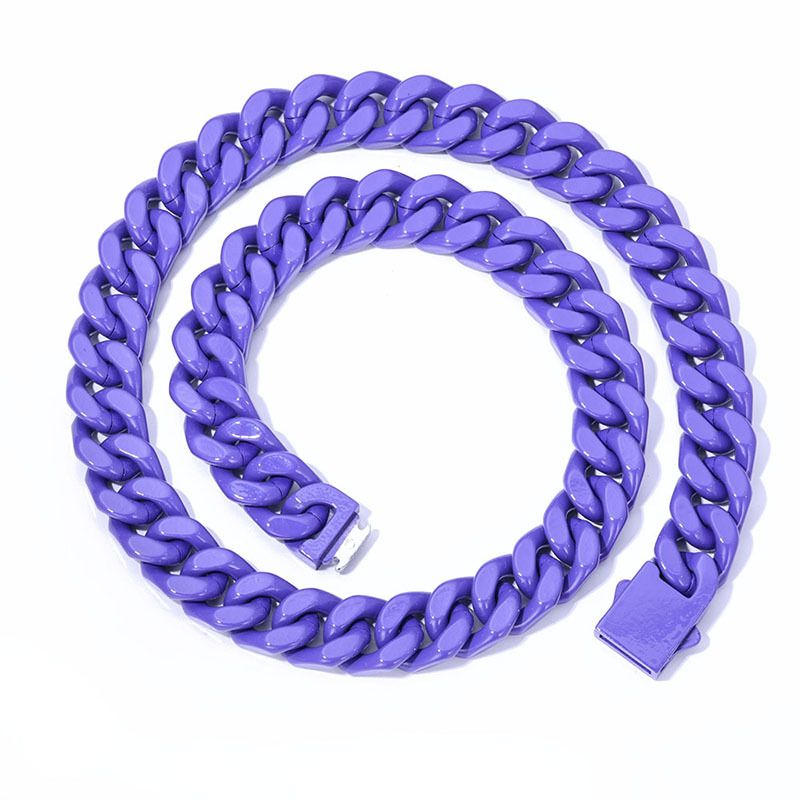 Men's Jewelry Stainless Steel Jewelry Painted Cuban Chain Thick Necklace Niche High End Light Luxury Titanium Steel Necklace Hip Hop Men_ipsvogv.com
