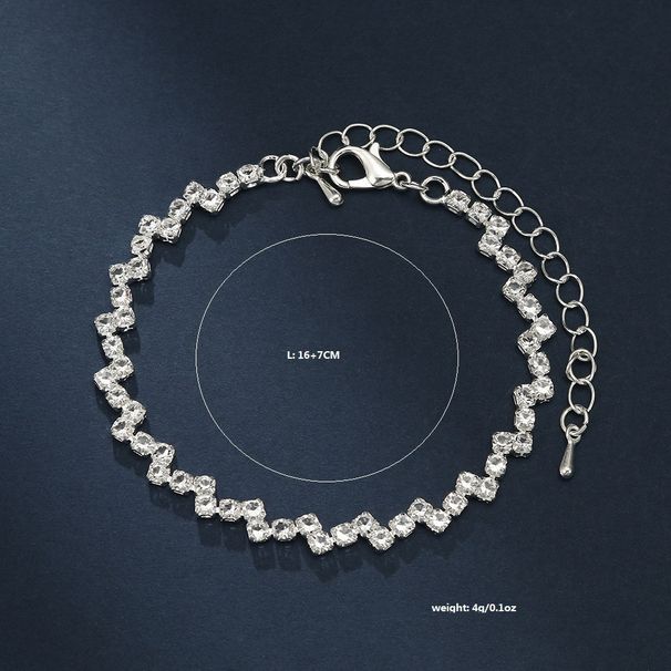 jewelry Sets Bride Three-Piece Set Fashion Full Diamond Tassel Necklace Earrings Bracelet_ipsvogv.com