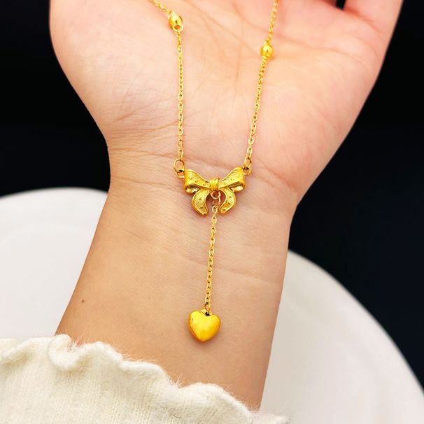 Explosive Love Tassel Bow New Girl Titanium Steel D Fu Same Style Internet Red Non Fading Collar Chain Necklace Jewelry_ipsvogv.com