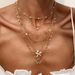 Ins Style Metal Sequin Butterfly Fashionable Pearl Snake Bone Chain Layered Collarbone Necklace_ipsvogv.com