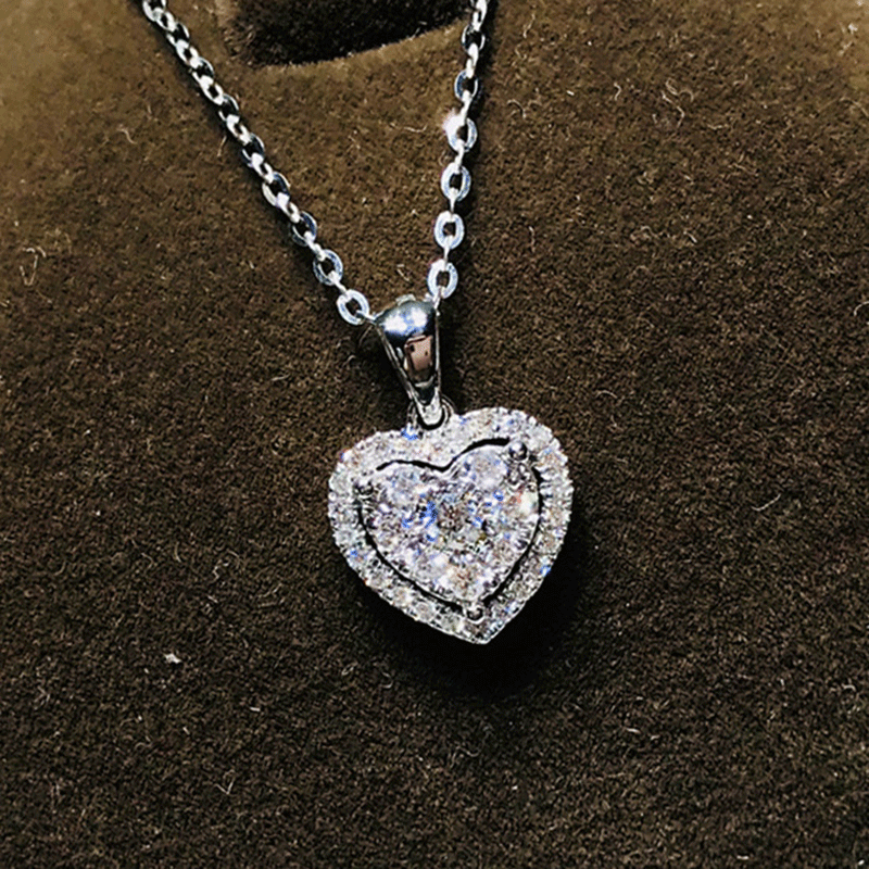 Cao Shi's Light Luxury and Small Crowd Metal Zircon Love Necklace New Women's Advanced Design Feeling Neckchain Summer Collar Chain_ipsvogv.com
