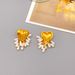 French Baroque Gold Peach Heart Multi layer Pearl tassel Earrings, Light Luxury, Small niche Silver Needle INS Earrings_ipsvogv.com