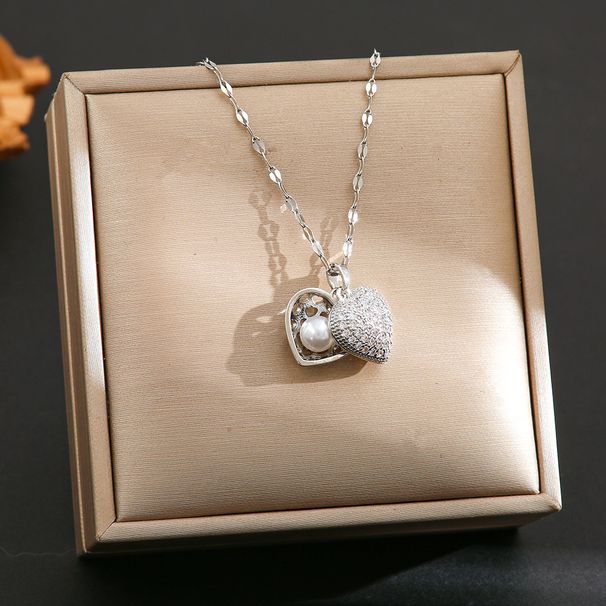 Peach Pearl Niche Design, High-end Feel, Light Luxu Collarbone Chain, Heart Pendant, Fashionable And Versatile_ipsvogv.com